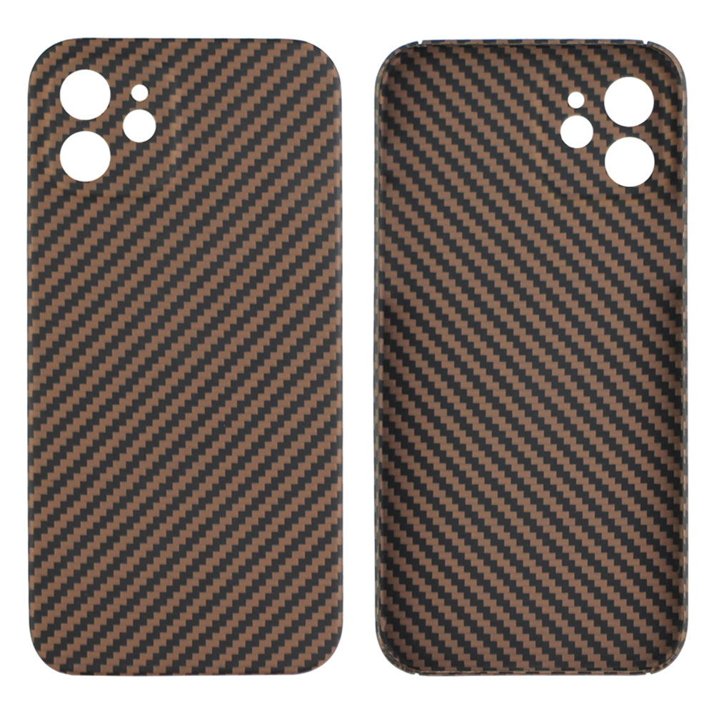 Protective Cover for iPhone 12 6.1 inch Fall Proof Precise Cutout Carbon Fiber Texture Aramid Fiber Back Case - Black Gold Protective Cover for iPhone 12 6.1 inch Fall Proof Precise Cutout Carbon Fiber Texture Aramid Fiber Back Case - Black Gold